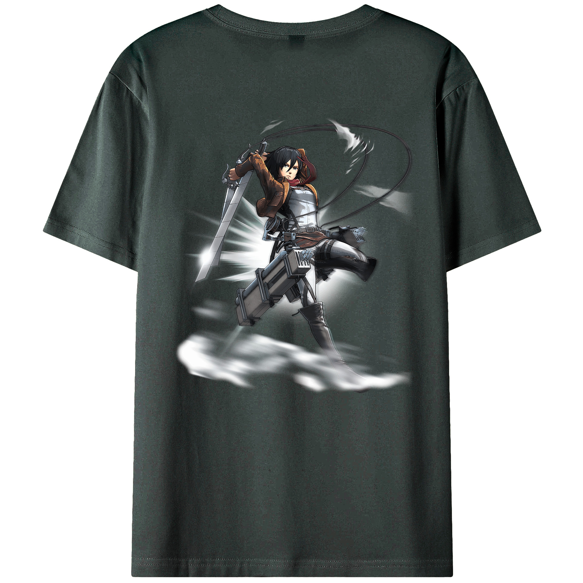 （画像用） 進撃の巨人 ミカサ·アッカーマン Attack on Titan Mikasa Ackerman 綿100％ メンズ半袖Tシャツ（バックプリント） 通気性